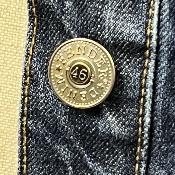 Fender Denim Jacket Women's M Rock & Roll Embroidered‎ Blue Jean Cropped RARE - Picture 6 of 17